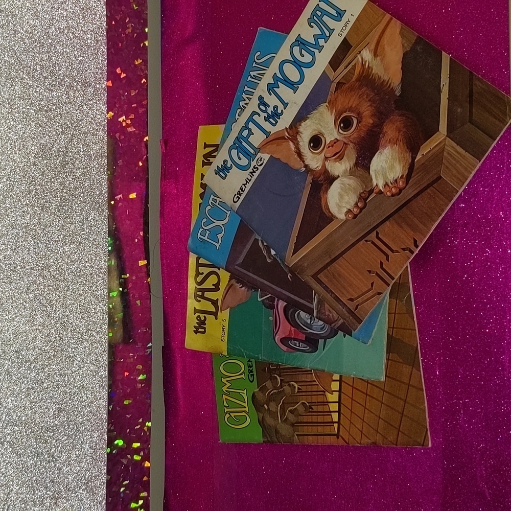 1984 Gremlins Story Books 1-3 and 5 with Record, No Scratches on record